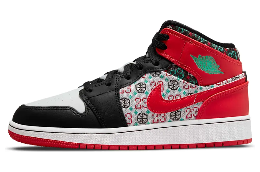 Jordan 1 Mid SE Ugly Christmas Sweater (GS) (DM1208-150)