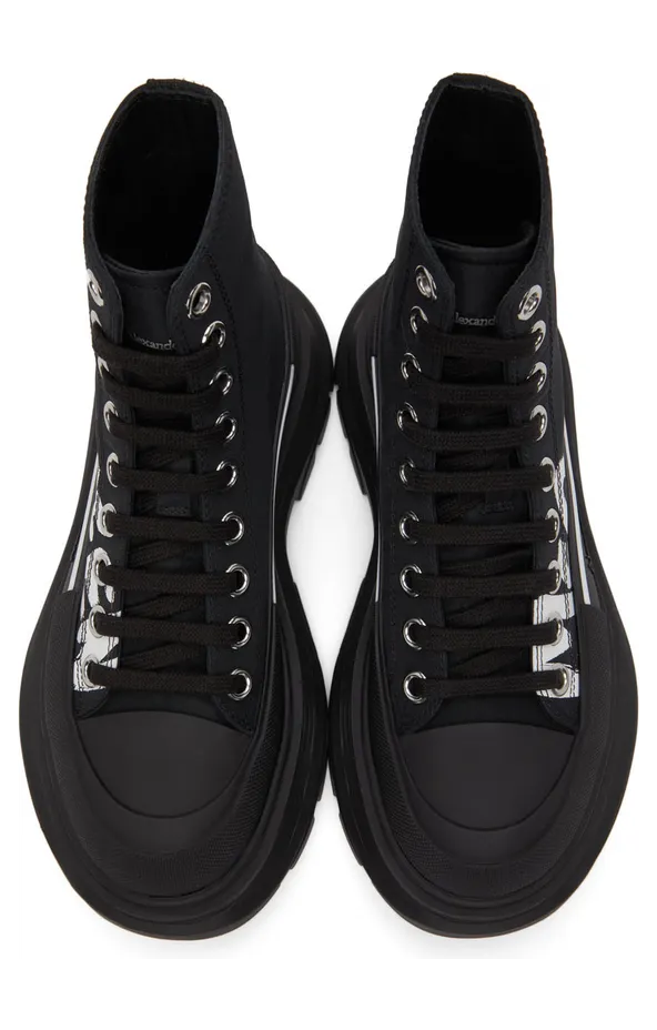 Alexander McQueen Black Logo Tread Slick High Sneakers (676718W4RQ2) (5)