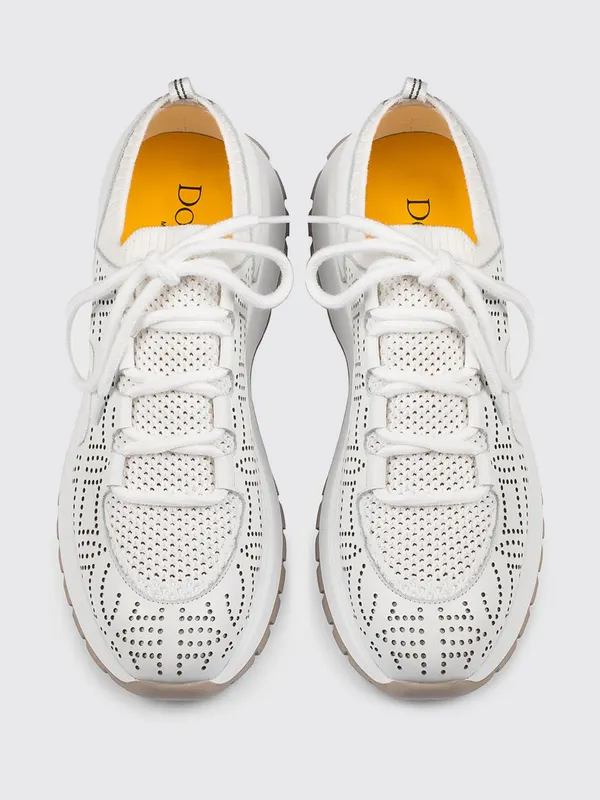 Doucal’s Perforated Leather and Crochet Knit White (DD8898WHINPZ850SW00)