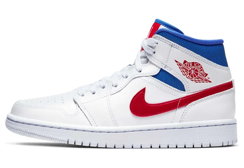 Jordan Air Jordan 1 Mid “White / Game Royal / University Red” (BQ6472-164)