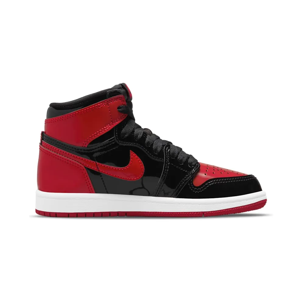 Air Jordan 1 Retro High OG Patent Bred (PS) – “Black / White-varsity Red” (AQ2664-063)