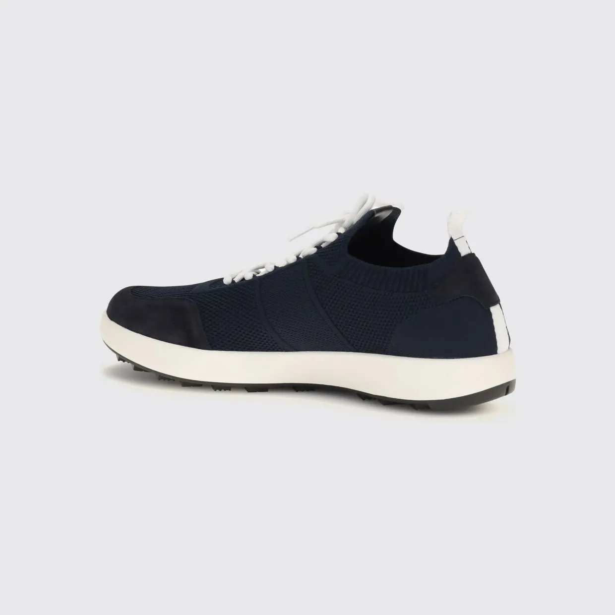 Kiton Low Top Sneakers in Cotton Knit and Suede with Embroidered Logo Blue (USSA031N0121718BLU) (2)