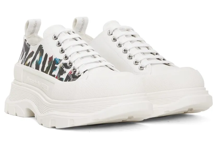 Alexander McQueen White Graffiti Tread Slick 9583 OP.WH/WHI/SIL/M (711108WIATC) (4)