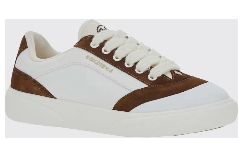 Casablanca Bicolor Leather and Fabric Sneakers with Round Toe Brown (APF26SNK02509)