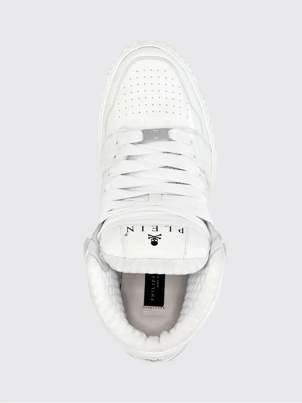 Philipp plein Super Street Skull Bones High-Top Leather Sneakers with Skull White (SACSUSC0424PTE003N01) (3)