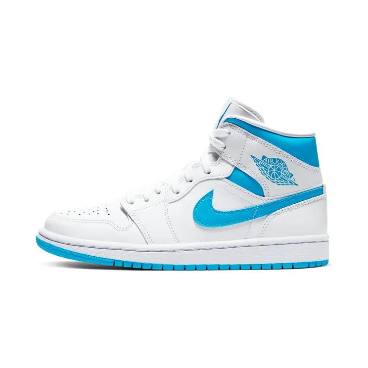 Jordan 1 Mid UNC – “White / University Blue / White” (W)