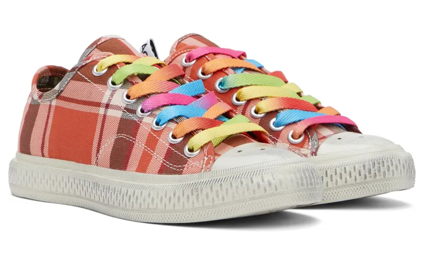 Acne Studios Red Ballow Check Sneakers (AD0467-) (4)