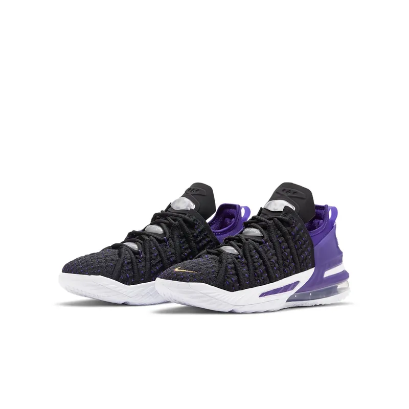 Nike LeBron 18 GS ‘Lakers’ Black/Metallic Gold/Court Purple/White (CW2760-004)