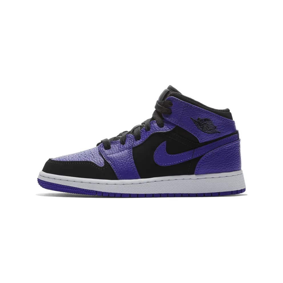 Jordan 1 Mid Black Dark Concord (GS) Black/Dark Concord-White (554725-051)