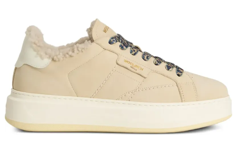 Woolrich Arrow lammy sneakers met plateauzool – Beige (CMWFFO2521FRUWF1JM)