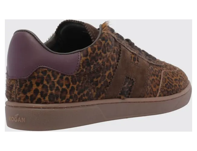 Hogan Cool Animal-Print Pony Hair Sneakers with Side H Logo Application Brown (HXW6470FB6CVHP0R1Z) (2)