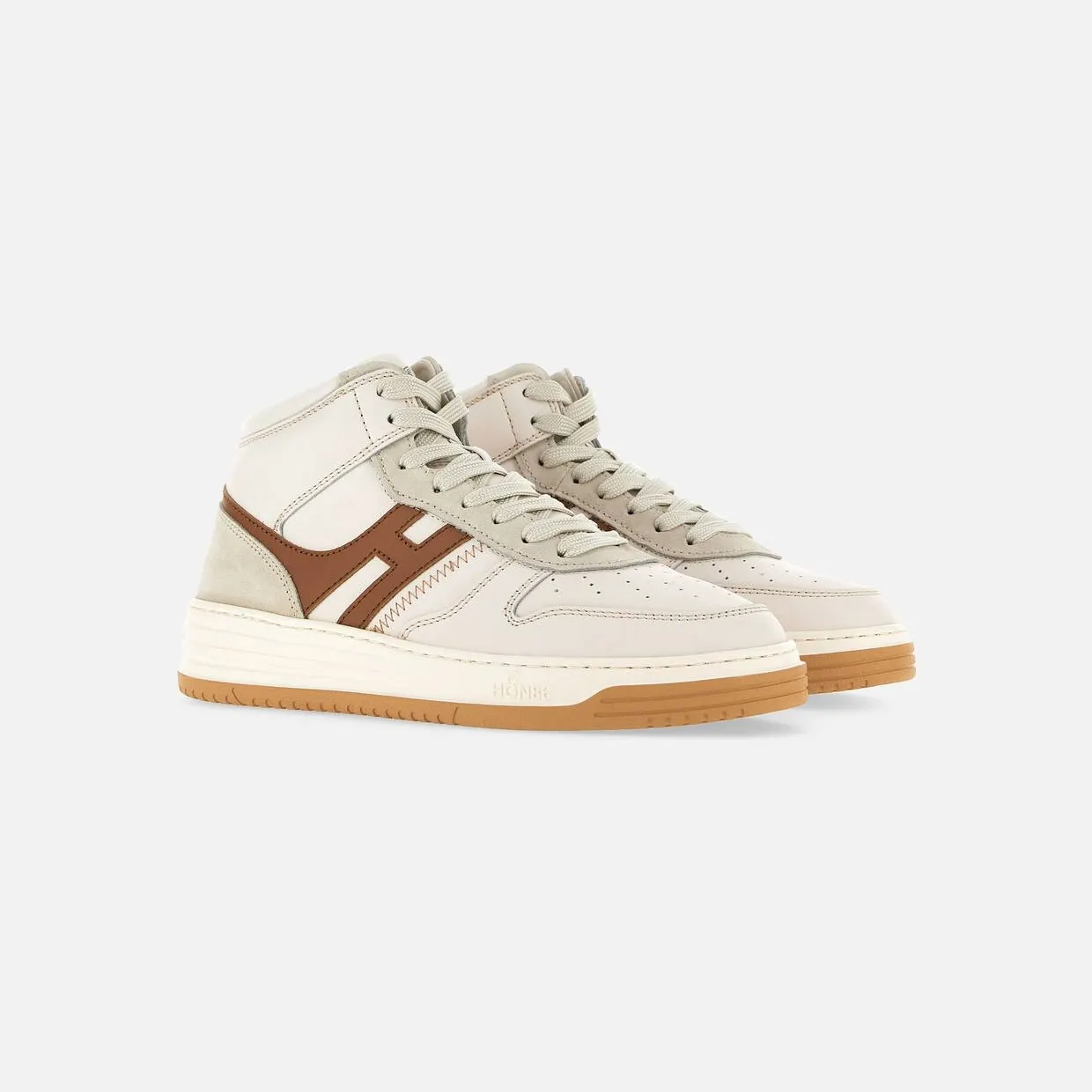 Sneakers Hogan H630 High Top White Ivory Brown (HXM6300EU40OEA641X)