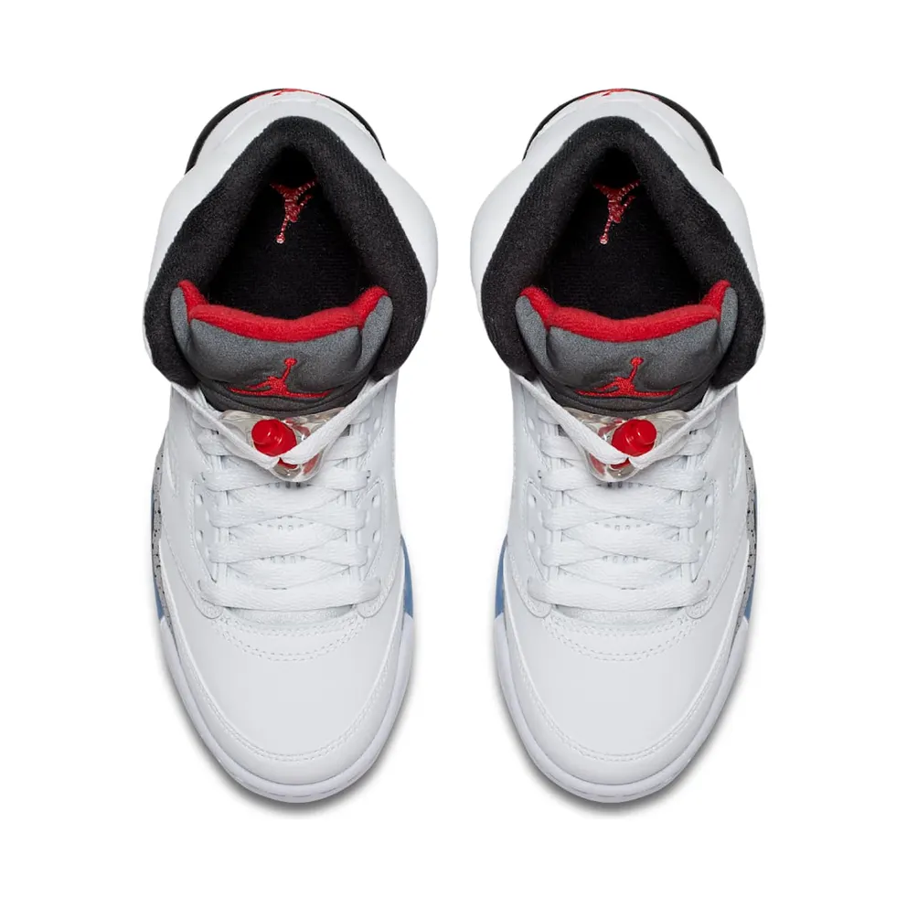 Jordan 5 Retro White Cement (GS) White/University Red-Black-Matte Silver (440888-104)