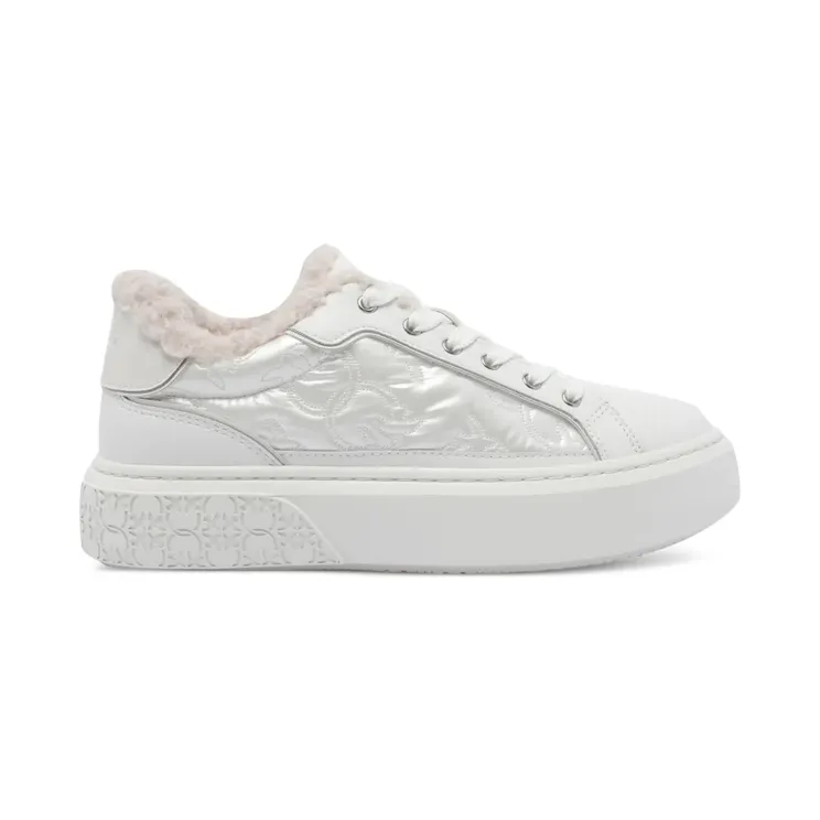 Pinko met gewatteerd vlak en bont afwerking “White” (SS0103P102)