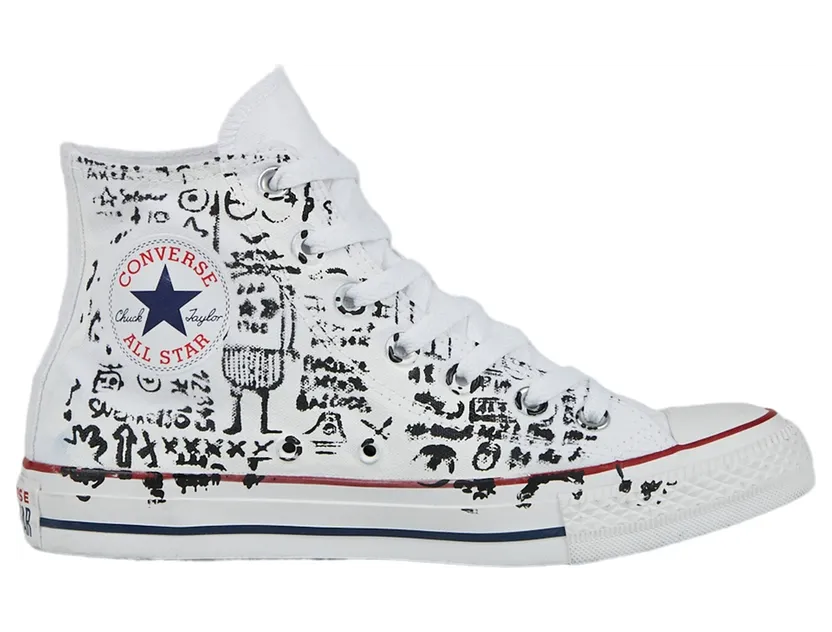 Converse Unisex Hand-Painted Chuck Taylor All Star High Top Robot Graffiti (167397C)