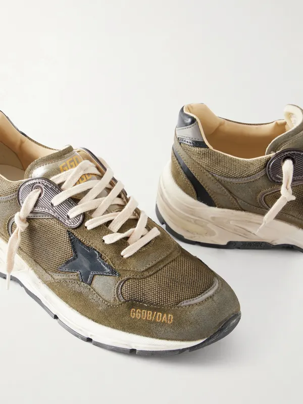 Golden Goose Running Dad Suede-Trimmed Mesh Sneakers Green (GMF00884.F005207) (5)