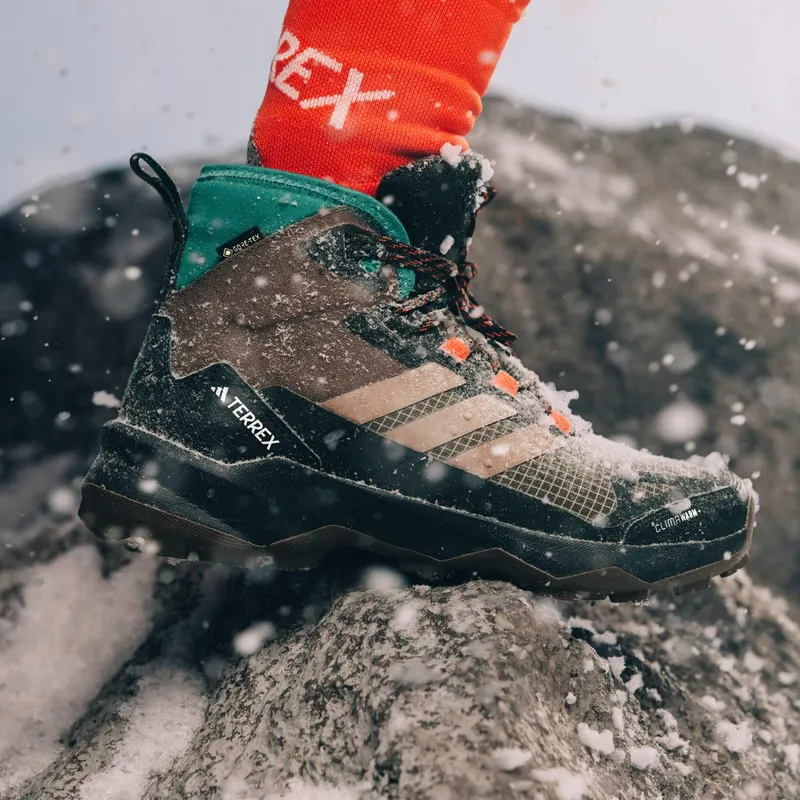 adidas Terrex Skychaser Ax5 Mid Gore Tex Climawarm Hiking Shoes Earth Strata Trace Brown Pure Teal (JH7807)
