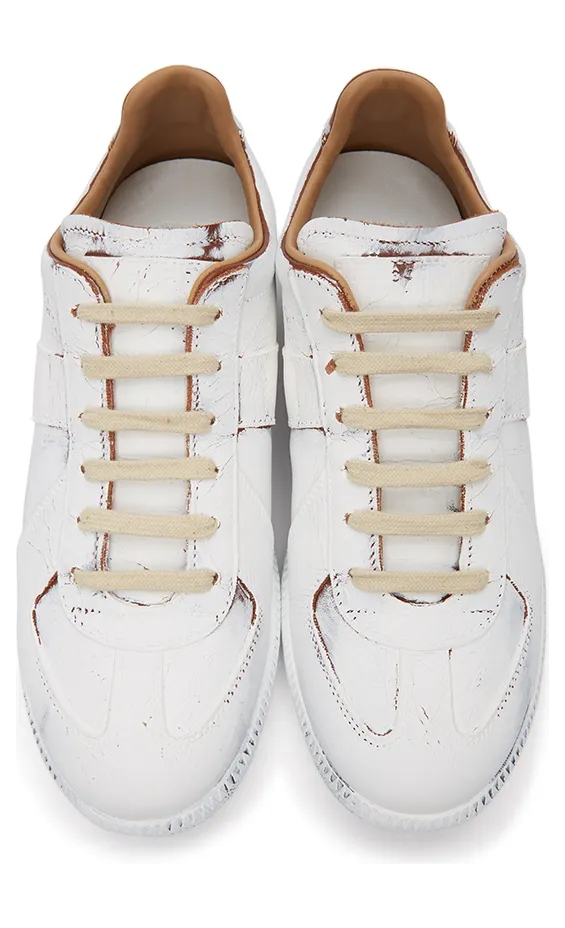 Maison Margiela Brown & White Paint Crack Replica Sneakers (S37WS0562 P3714 H8321) (5)