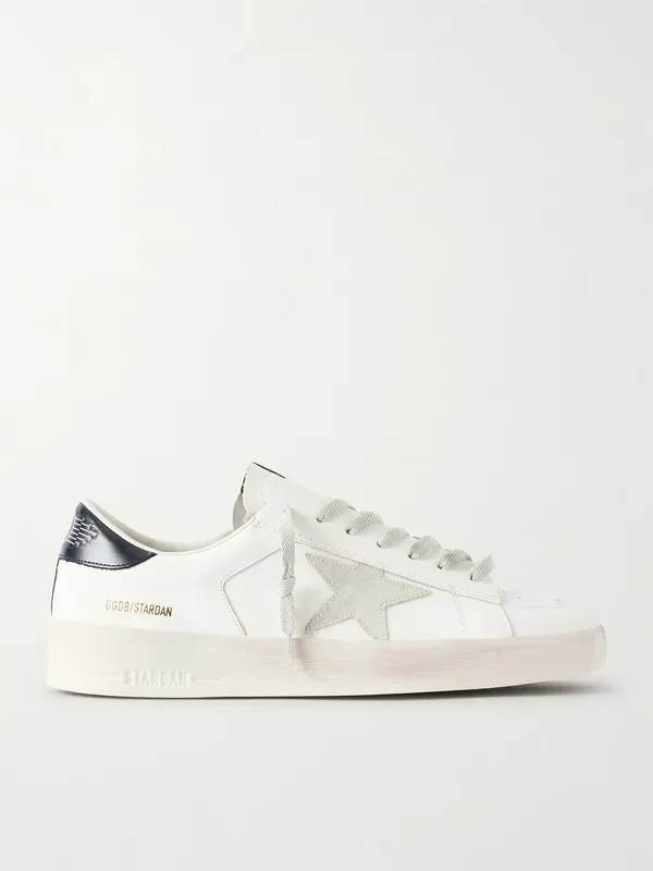 Golden Goose Stardan Suede-Trimmed Leather Sneakers White (GMF00128.F000567)