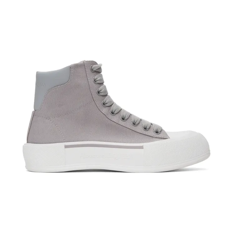 Alexander McQueen Grey Canvas Deck Plimsoll High Sneakers (667816W4MVH)