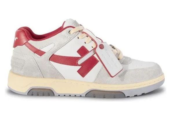 OFF-WHITE Out Of Office OOO Low Tops Light Grey Red (OMIA189S24LEA0110525) (2)