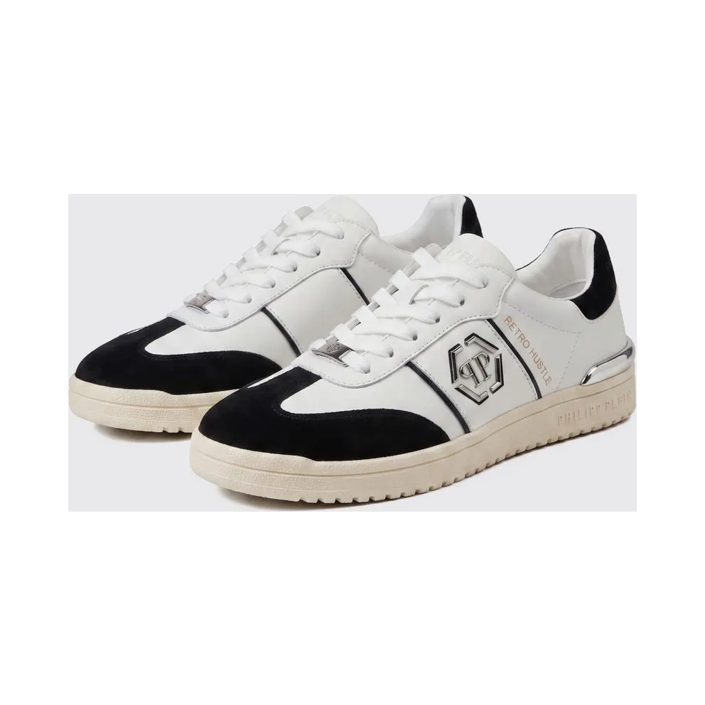Philipp plein Retro Hustle Leather Sneakers with Hexagon Logo White 1 (AAFSUSC1062PLE022N0102)