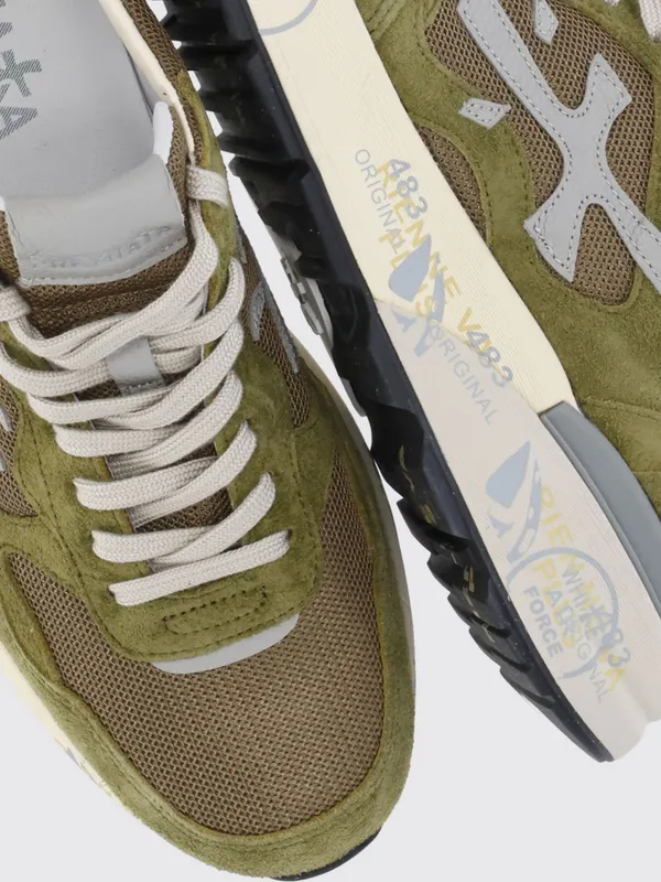 Premiata Mick Used Suede and Mesh Sneakers Military (MICK018271) (3)