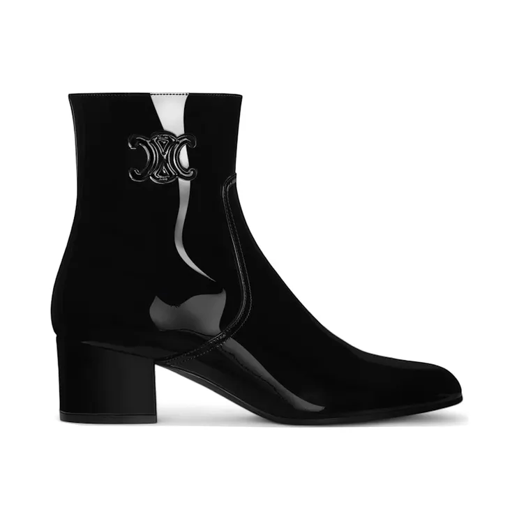 Celine Les Bottes Triomphe Zipped Boot Black Patent (360484582C.38NO)
