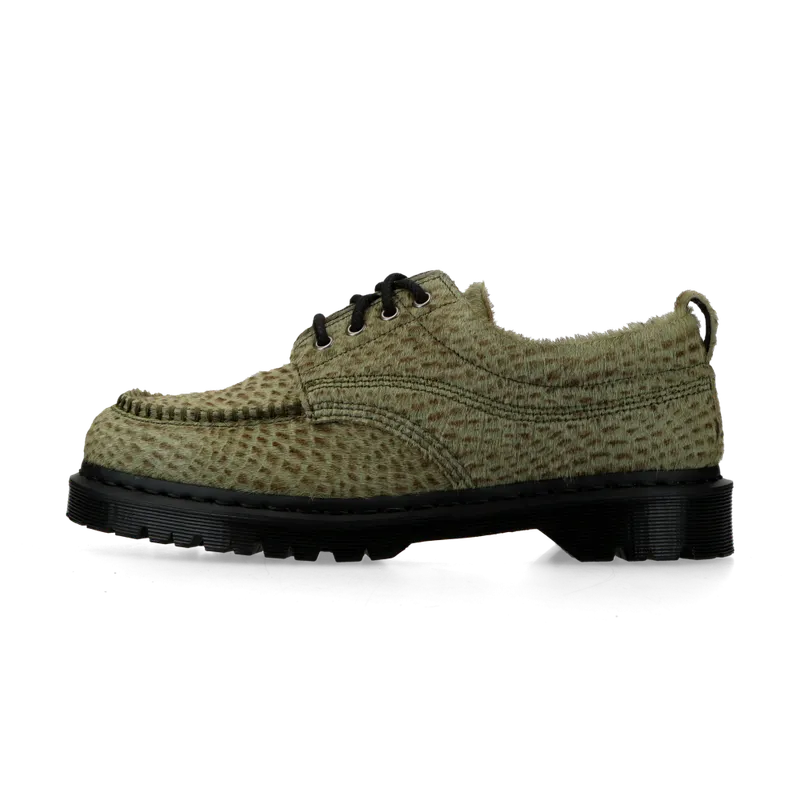 Dr Martens Lowell Hair On Leather Moc Toe “Olive Green – Pebble Emboss Hair On” (42836300)