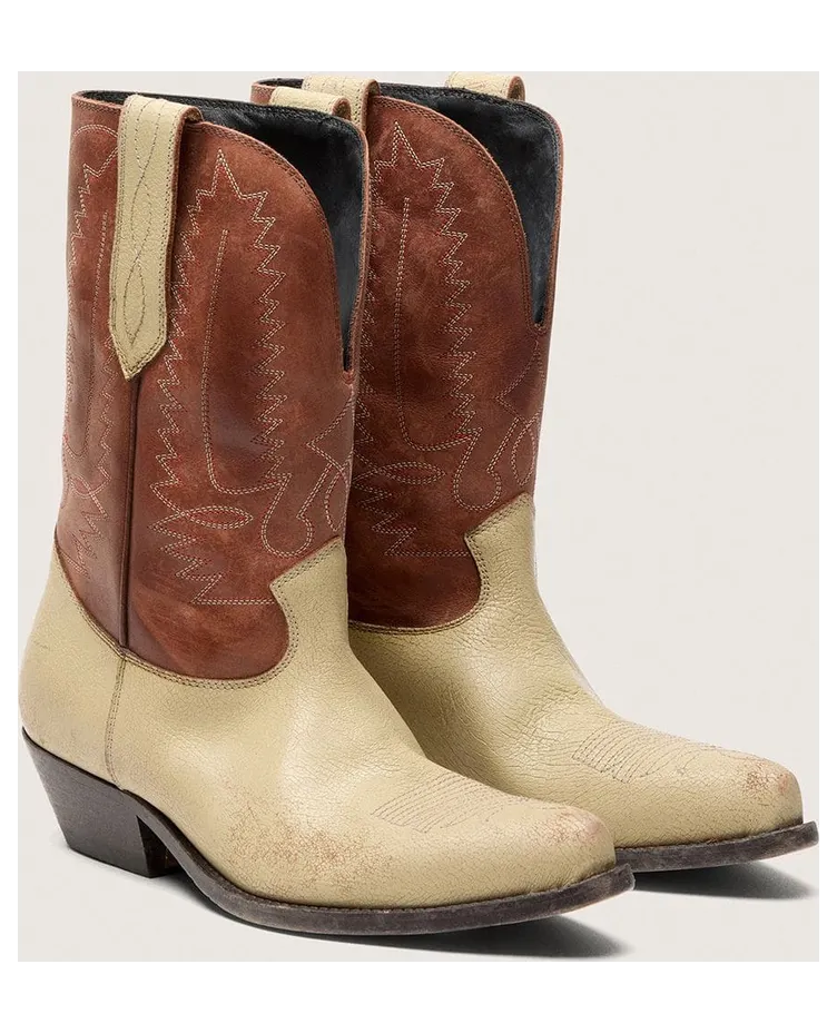 Golden Goose Women’S Wish Star Low Boots In Beige And Brown Leather With Embroidery (GWF01050.F008201.15684) (2)