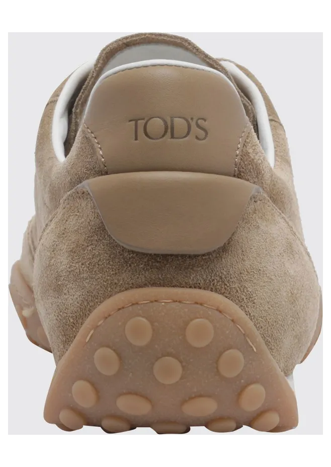 Tod’s Low-Top Suede Sneakers with Iconic Rubber Pebble Sole Beige (XXW13M0KO30VKDC806) (3)