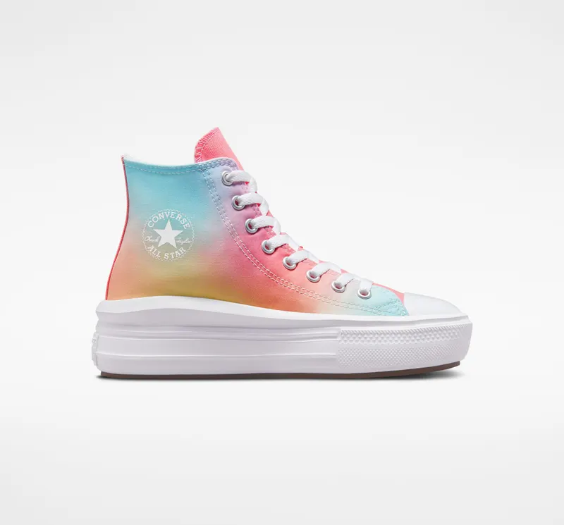 Converse Chuck Taylor All Star Move Platform Rainbow Ombre Lawn Flamingo/egret/white
