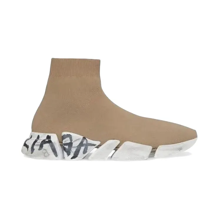 Balenciaga Speed 2.0 Worn-Out Graffiti Dark Beige (617239 W2DD4 2901)