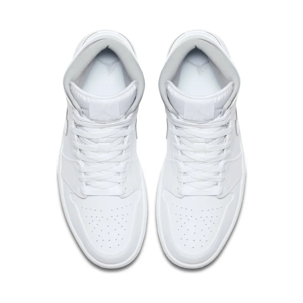 Jordan 1 Retro Mid Pure Money White/Metallic Silver-White (554724-105)