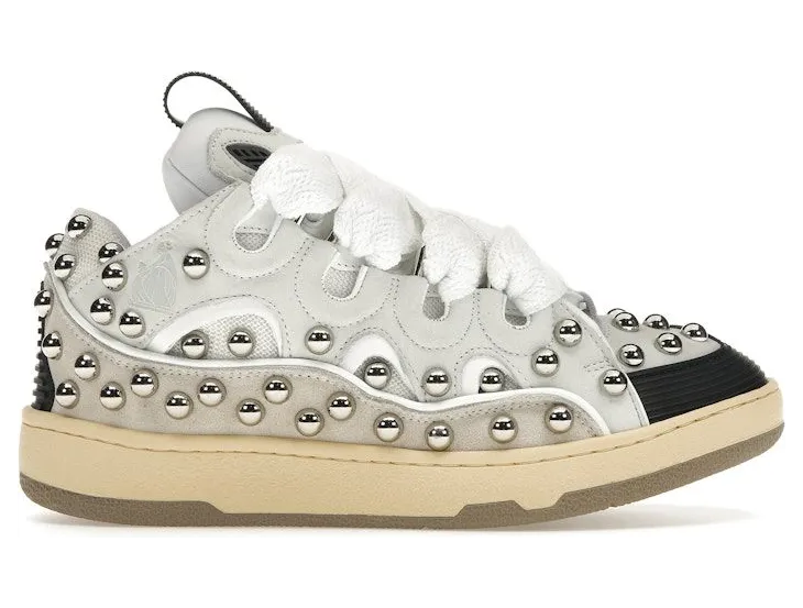 Lanvin Studded Leather Curb Sneaker White (FWSKDK02TCAH2300)