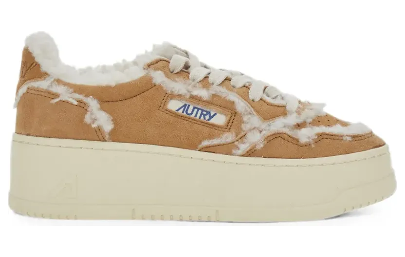 Autry shearling-trim platform “Brown” (PTLWGX01)