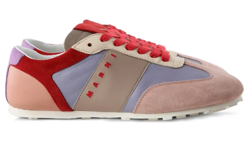 Marni Leren en suède Softy Soccer sneakers – Zwart (SNZW020400P9097)