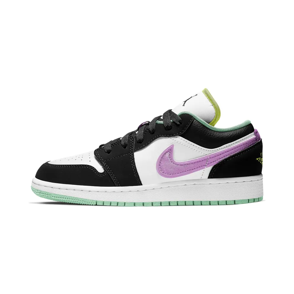 Jordan 1 Low Black White Purple (GS) (553560-151)