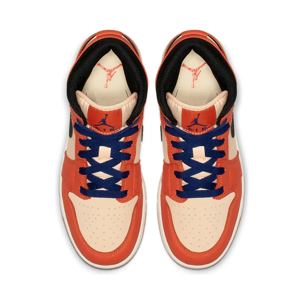 Jordan 1 Mid Team Orange Black (GS) Team Orange/Black-Crimson Tint (BQ6931-800)