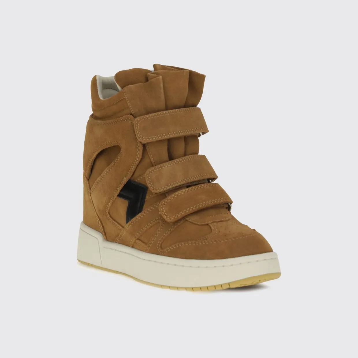 Isabel Marant Suede Leather High-Top Sneakers with Internal Wedge Brown (BK0010FAD1E03SCOBK)