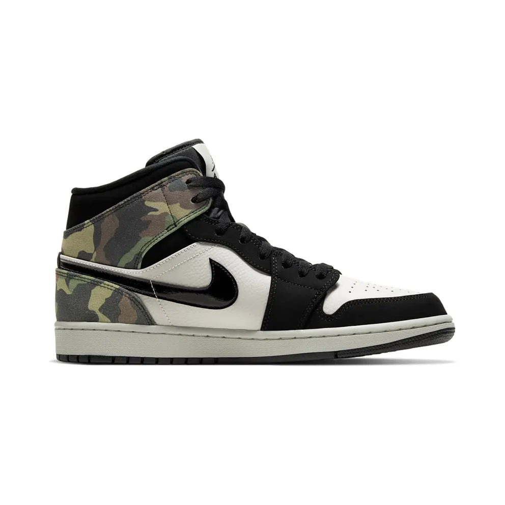 Jordan 1 Mid Camo (2020) Light Bone/Black (CW5490-001)