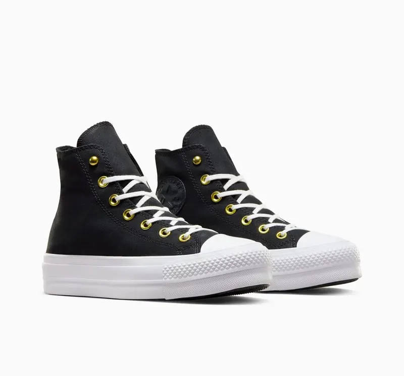 Converse Chuck Taylor All Star Lift Platform Star Studded Black/White/Gold – “Black” (A05453C)