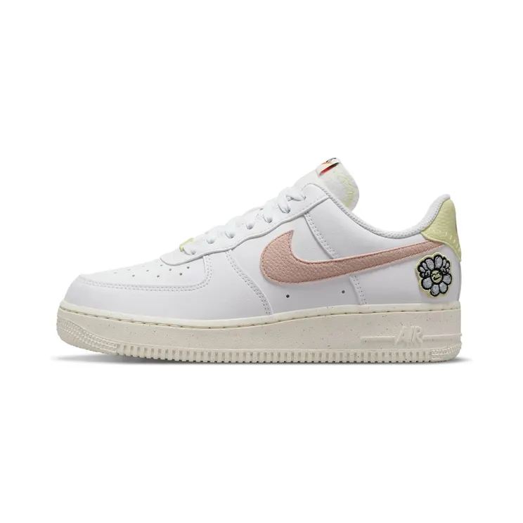 Nike Air Force 1 ’07 SE Next Nature Flower Power “White / Boarder Blue / Citron Tint / Pink Oxford” (DJ6377-100)