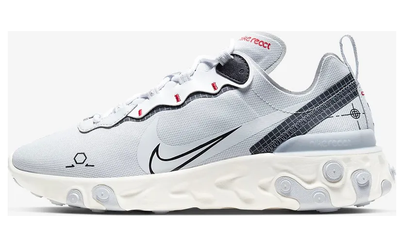 Nike React Element 55 Silver “Pure Platinum / Sail / White / Black” (CU3009-002)