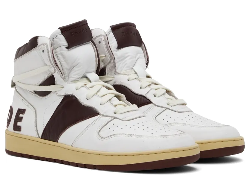 Rhude White & Brown Rhecess Hi Sneakers (RHPF22FO03178500) (4)