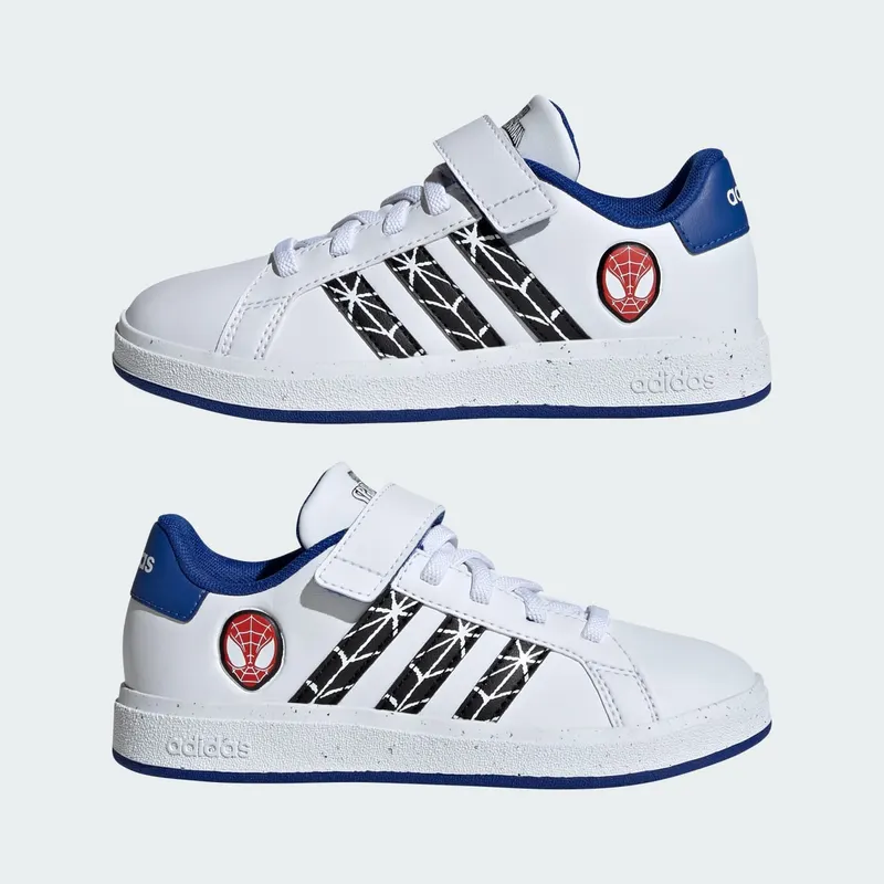adidas Marvel’s Spider-Man Grand Court Kids’ Shoes Cloud White / Core Black / Royal Blue (IF0925)