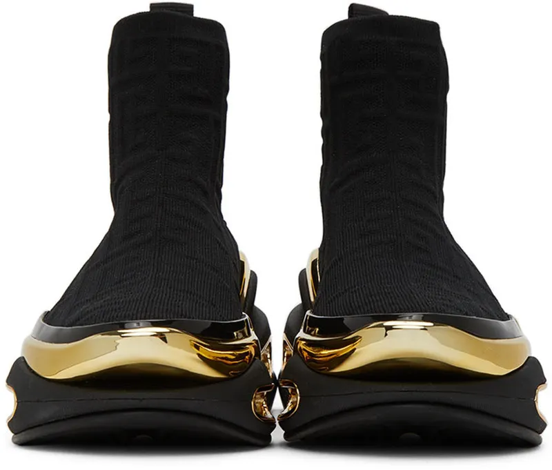 Balmain Black Knit Monogram B-Bold High (WN0VJ684TKMM)