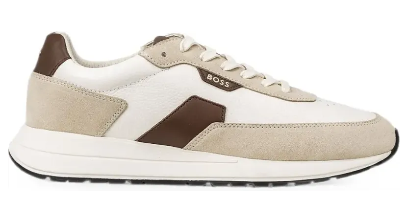 BOSS Leren sneakers met vlakken – Beige (50568951)