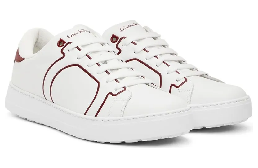 Salvatore Ferragamo White & Red Gancini Sneakers (754100 020832001) (4)