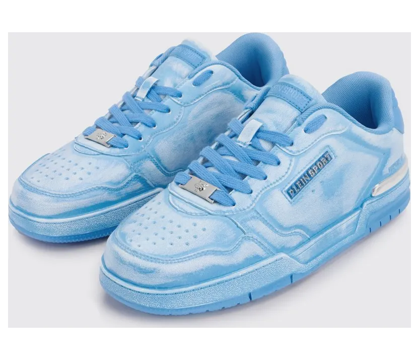 Plein Sport Viper II Used Leather Sneakers Turquoise (SAFSUSC0841SLE004N08)